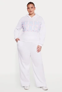 Plus High Waisted Wide Pull On Sweatpants