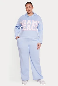 Plus High Waisted Wide Pull On Sweatpants
