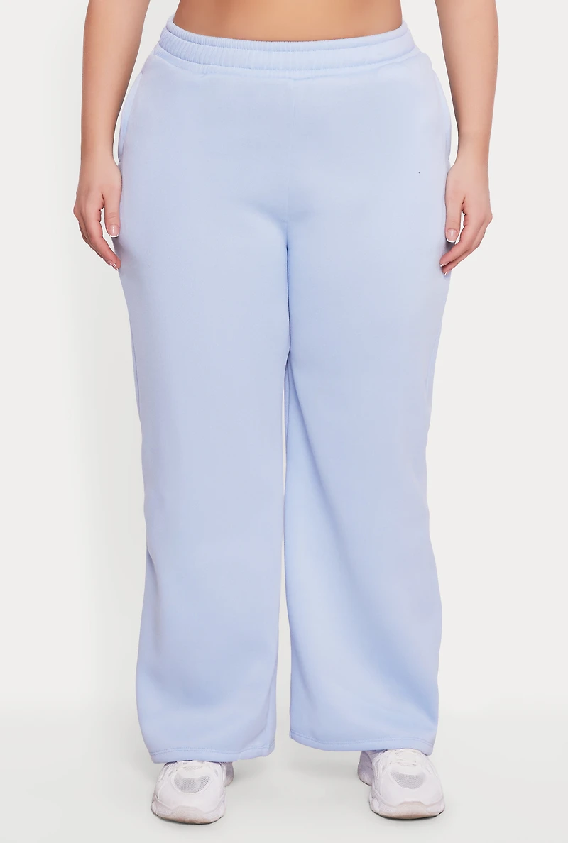Plus High Waisted Wide Pull On Sweatpants
