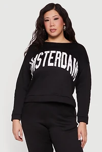 Plus City Graphic Fleece Pullover Sweatshirt