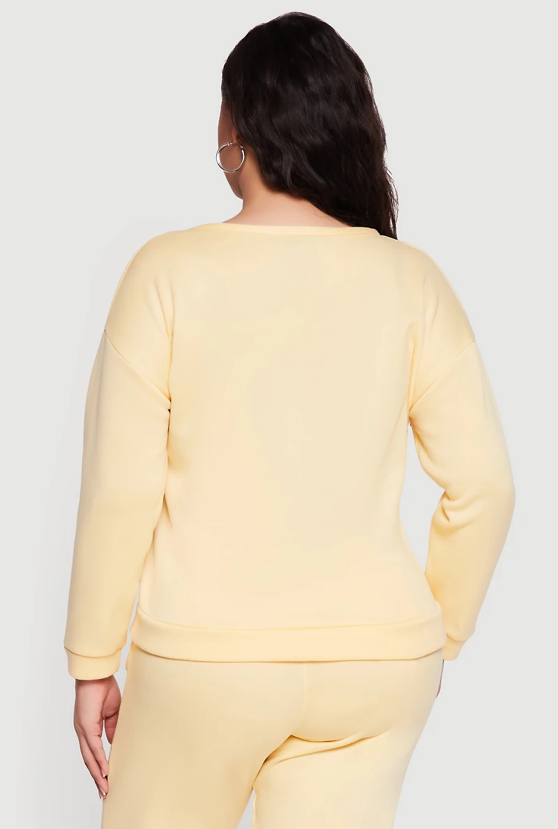 Plus City Graphic Fleece Pullover Sweatshirt