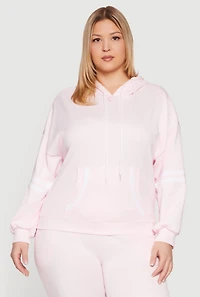 Plus Contrast Trim Detail Kangaroo Pocket Hoodie