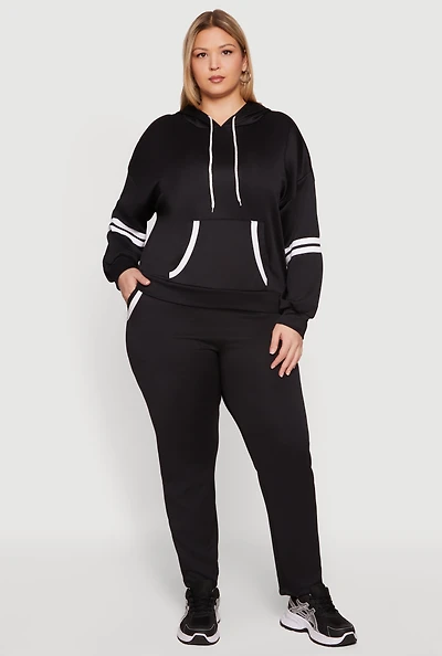 Plus Contrast Trim Detail Pocket Pants