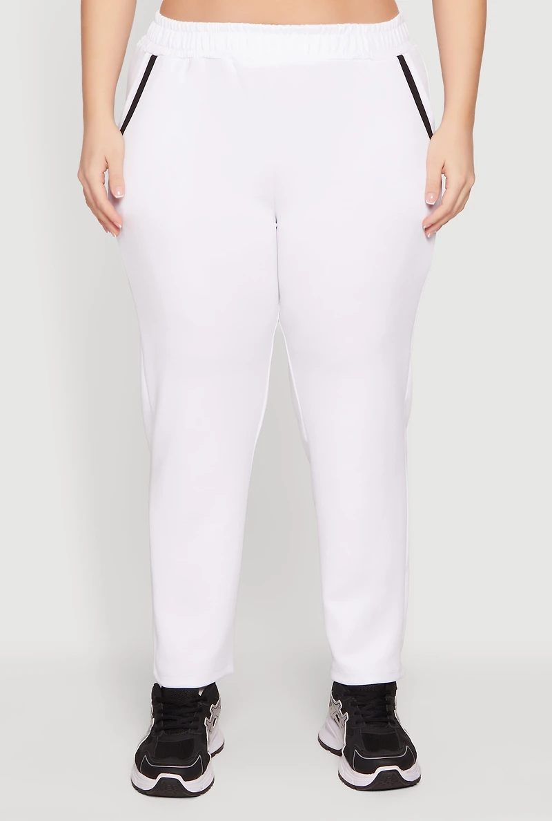 Plus Contrast Trim Detail Pocket Pants