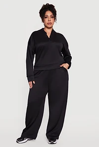 Plus Long Sleeve Quarter Zip Pullover Top