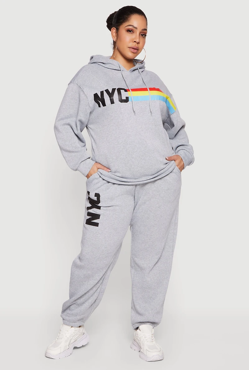 Plus NYC Graphic High Waisted Sweatpants