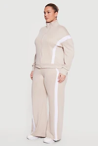 Plus Contrast Trim Mock Neck Zip Front Active Jacket
