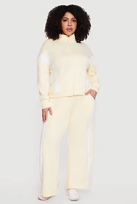 Plus Contrast Trim Mock Neck Zip Front Active Jacket