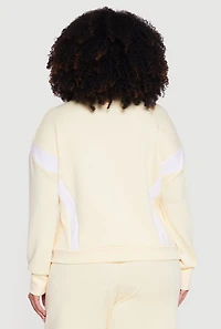 Plus Contrast Trim Mock Neck Zip Front Active Jacket