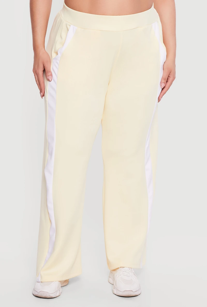 Plus Side Stripe Wide Leg Active Pants