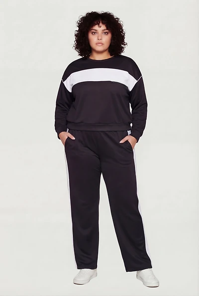 Plus Side Striped Pants with Zip Pockets