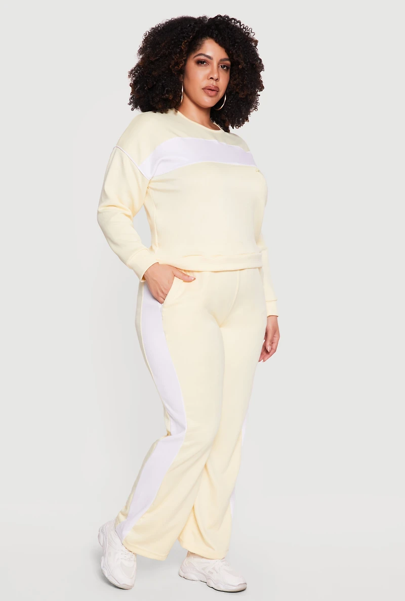 Plus Side Striped Pants with Zip Pockets