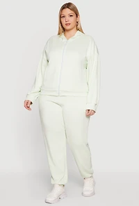 Plus Long Sleeve Zip Front Hoodie