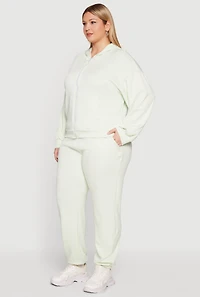 Plus Long Sleeve Zip Front Hoodie
