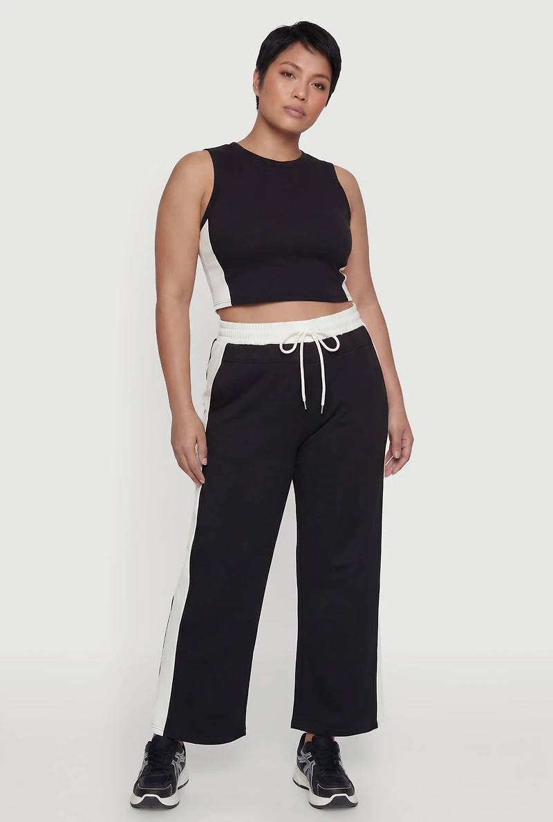 Plus Contrast Trim Crop Top