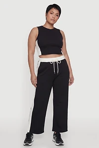 Plus Contrast Trim Crop Top