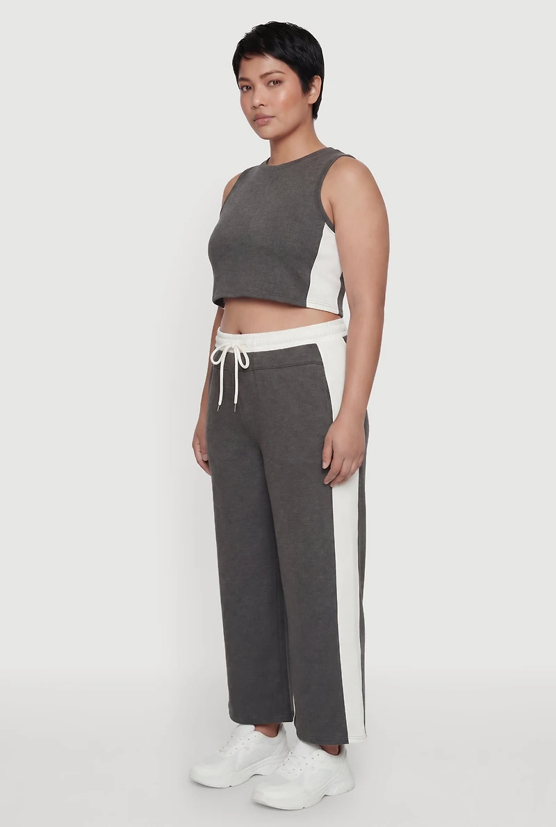 Plus Contrast Trim Crop Top