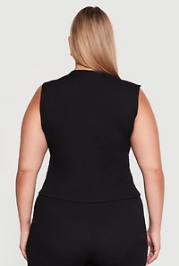 Plus Textured Knit Button Front Waistcoat