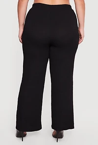 Plus Textured Knit Wide Leg Pants