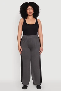 Plus Contrast Trim Wide Leg Pants