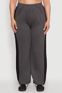 Plus Contrast Trim Wide Leg Pants