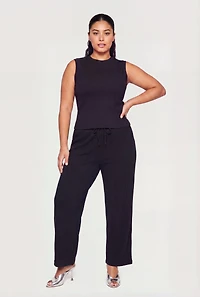 Plus Sleeveless Ribbed Knit Tank Top