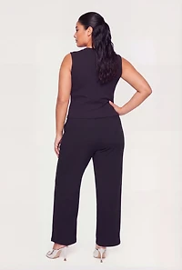 Plus Sleeveless Ribbed Knit Tank Top