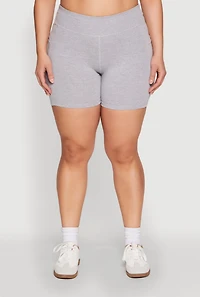 Womens Plus Size Side Pocket Biker Shorts, Grey, Size 3X