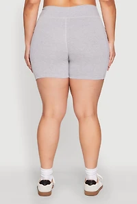 Womens Plus Size Side Pocket Biker Shorts, Grey, Size 3X