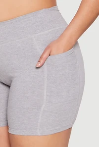 Womens Plus Size Side Pocket Biker Shorts, Grey, Size 3X