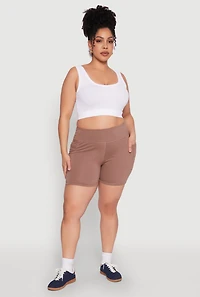 Womens Plus Side Pocket Biker Shorts, 1X