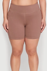 Womens Plus Side Pocket Biker Shorts, 3X
