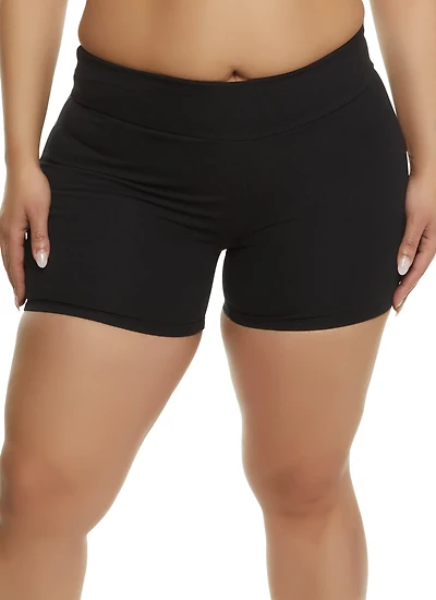 Plus Wide Waistband Biker Shorts