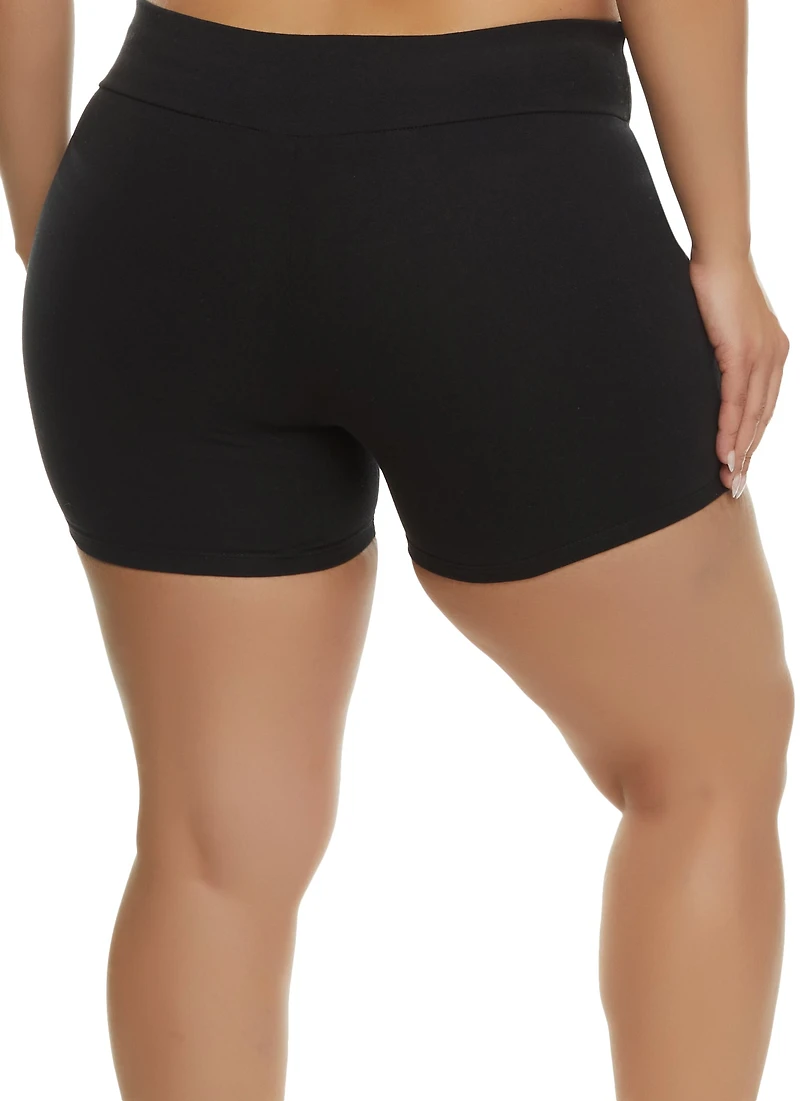Plus Wide Waistband Biker Shorts