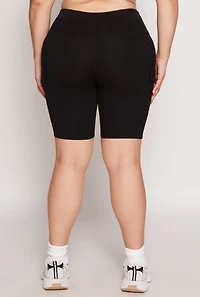 Plus Cargo Pocket High Waist Biker Shorts