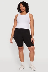 Plus High Waisted Cargo Bike Shorts