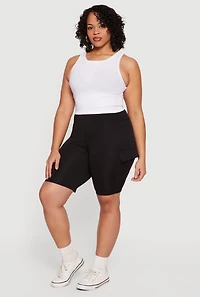 Plus High Waisted Cargo Bike Shorts