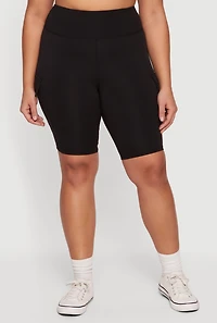 Plus High Waisted Cargo Bike Shorts
