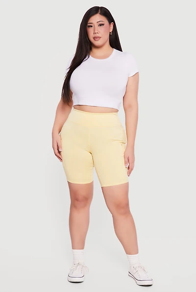 Plus High Waisted Cargo Bike Shorts