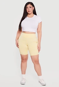 Plus High Waisted Cargo Bike Shorts