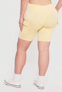 Plus High Waisted Cargo Bike Shorts