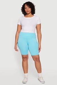 Plus High Waisted Cargo Bike Shorts