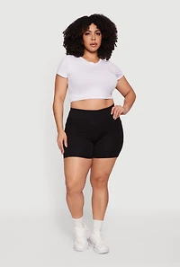 Plus High Waisted Bike Shorts with Side Pockets