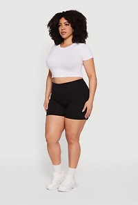 Plus High Waisted Bike Shorts with Side Pockets