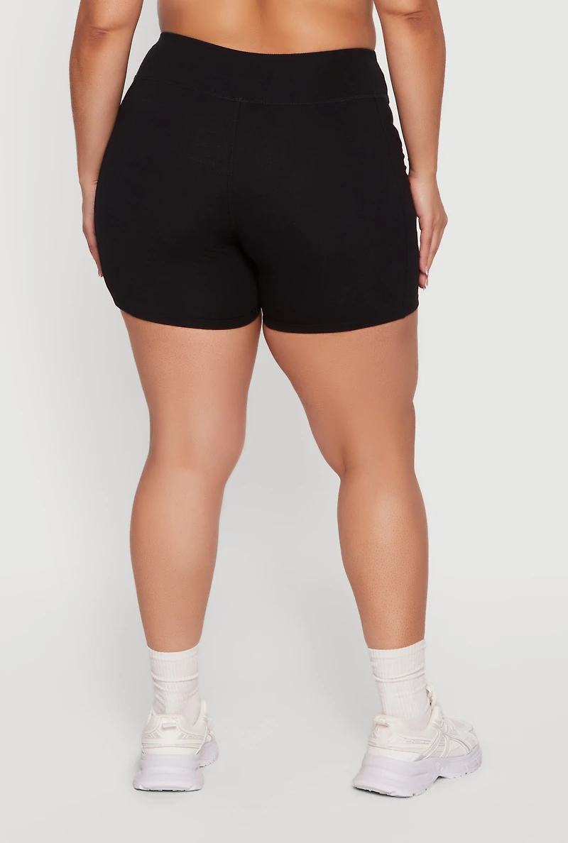 Plus High Waisted Bike Shorts with Side Pockets