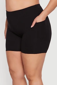 Plus High Waisted Bike Shorts with Side Pockets