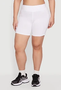 Plus High Waisted Bike Shorts with Side Pockets