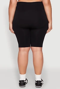 Womens Plus Size Seamless High Waisted Bike Shorts, Black, Size 2X-3X