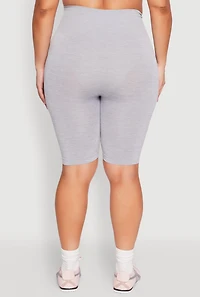 Womens Plus Size Seamless High Waisted Bike Shorts, Grey, Size 2X-3X