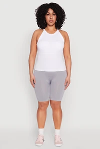 Womens Plus Size Seamless High Waist Bike Shorts, Grey, Size 2X-3X